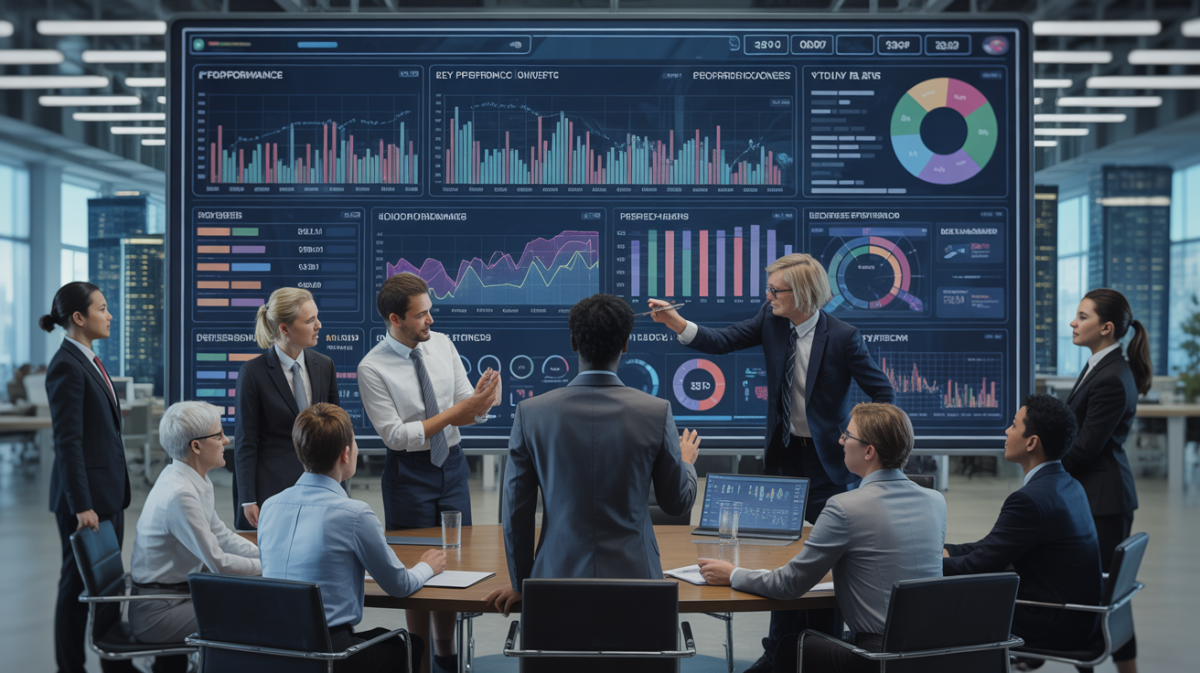 Illustration of performance management strategies in a business environment.